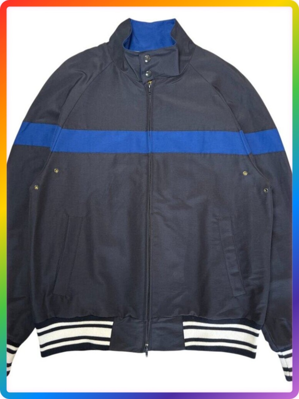 Noah NYC Harrington Track Jacket SIZE M Blue Stripe Rib Knit Nylon Mesh NWOT